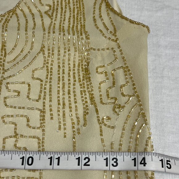 Frock and Frill Beaded Flapper Dress 20s Style Nude Golg Size 4 US Gatsby Art - Picture 9 of 13